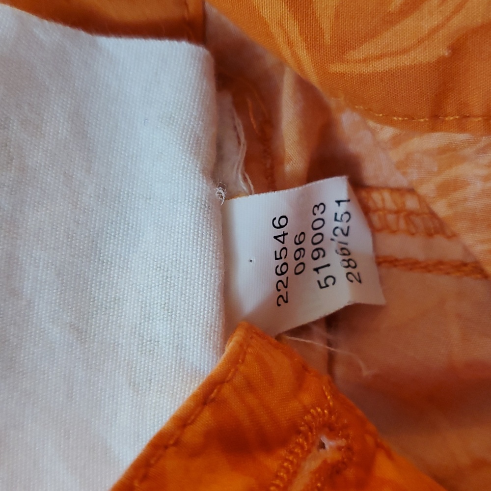 London Jeans Cargo Chinos Capris Pants Orange Floral, Size 14 - Picture 8 of 8
